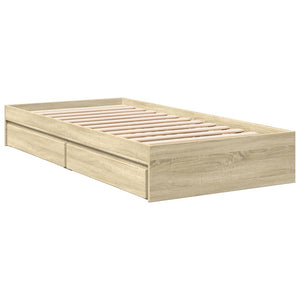 Bed Frame with Drawers without Mattress Sonoma Oak 100x200 cm