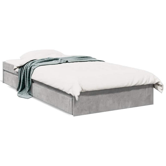 Bed Frame with Drawers without Mattress Concrete Grey 100x200 cm