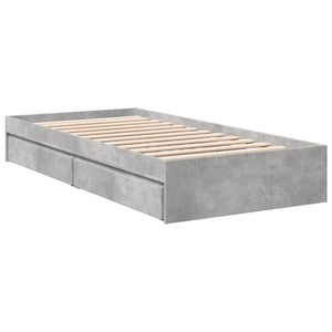 Bed Frame with Drawers Concrete Grey 100x200 cm Engineered Wood