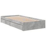 Bed Frame with Drawers Concrete Grey 100x200 cm Engineered Wood