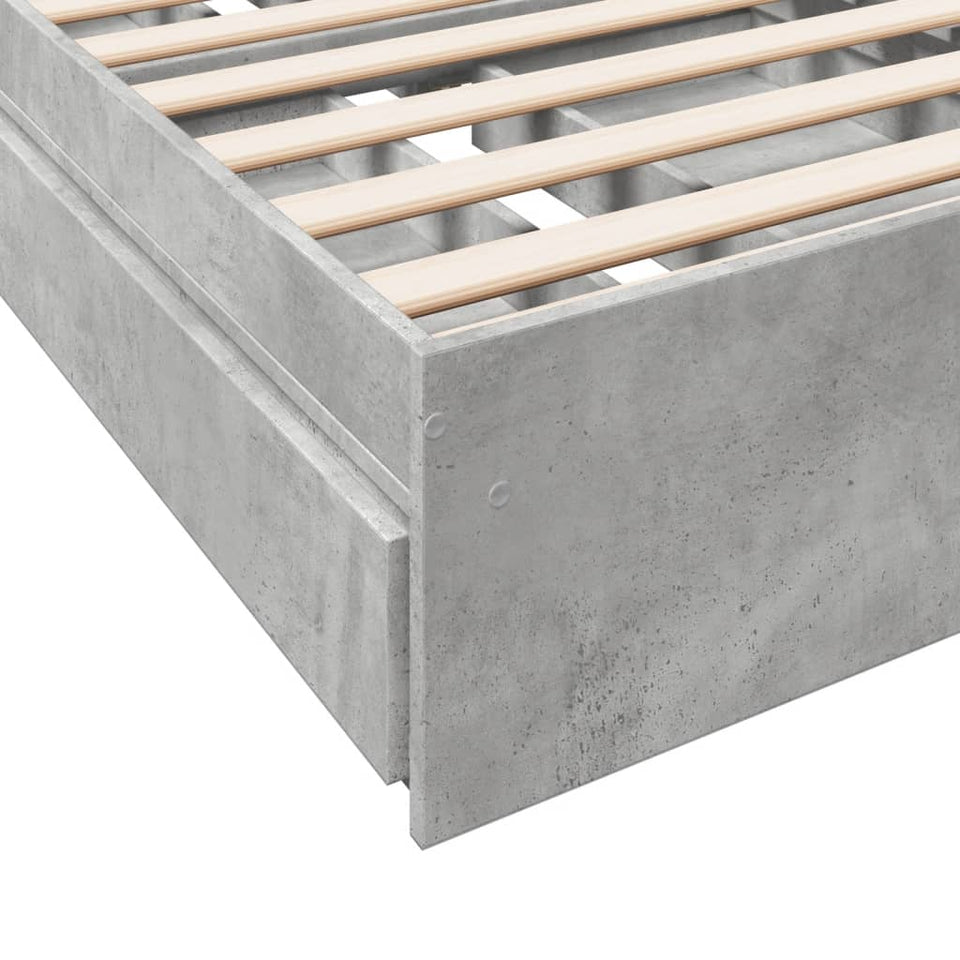 Bed Frame with Drawers Concrete Grey 100x200 cm Engineered Wood