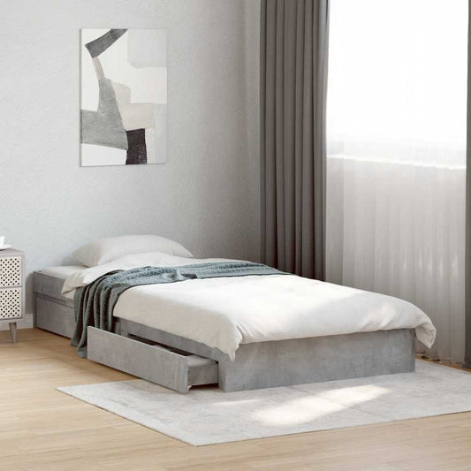 Bed Frame with Drawers without Mattress Concrete Grey 100x200 cm