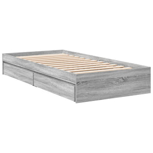 Bed Frame with Drawers without Mattress Grey Sonoma 100x200 cm