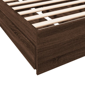 Bed Frame with Drawers Brown Oak 100x200 cm Engineered Wood