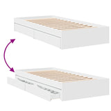 Bed Frame with Drawers White 90x200 cm Engineered Wood