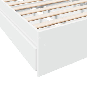 Bed Frame with Drawers White 90x200 cm Engineered Wood