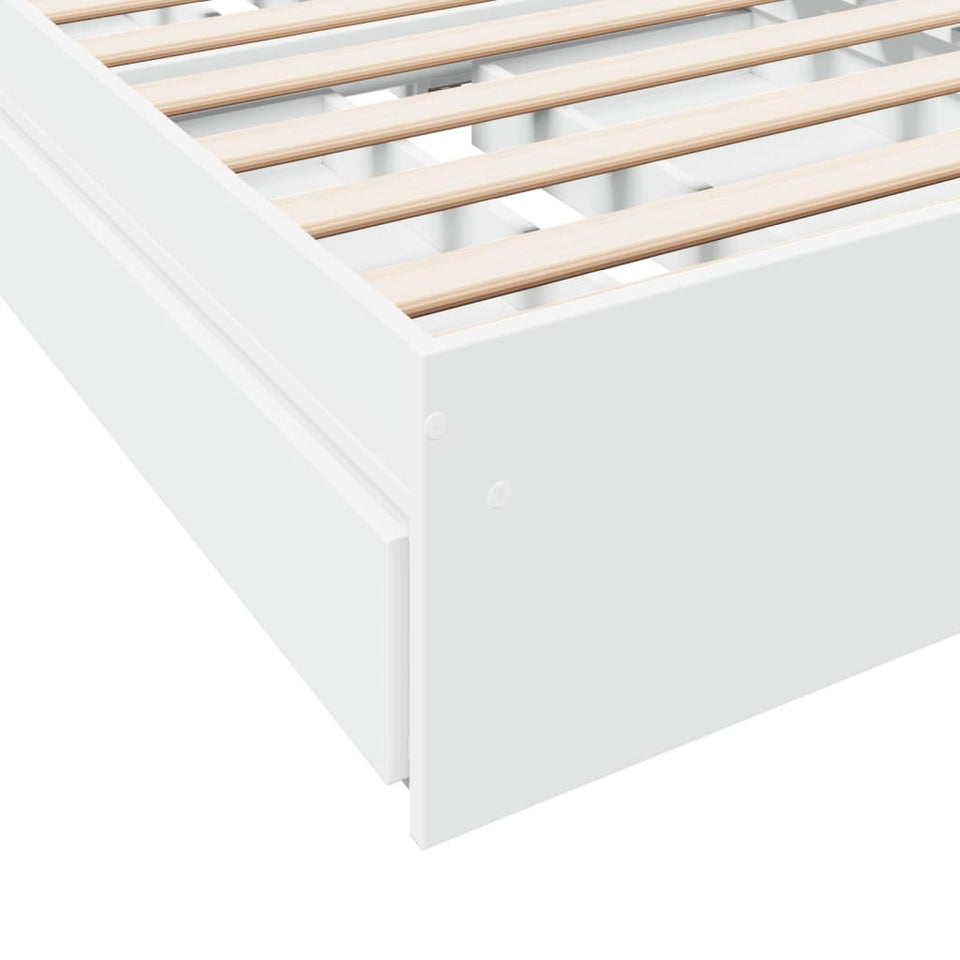 Bed Frame with Drawers White 90x200 cm Engineered Wood