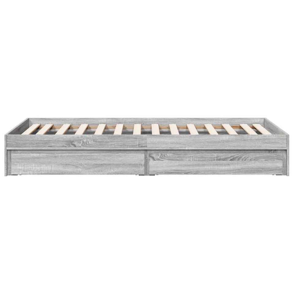 Bed Frame with Drawers without Mattress Grey Sonoma 90x200 cm