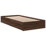 Bed Frame with Drawers without Mattress Brown Oak 90x200 cm