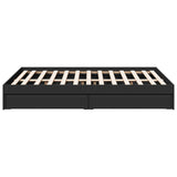 Bed Frame with Drawers Black 140x190 cm Engineered Wood