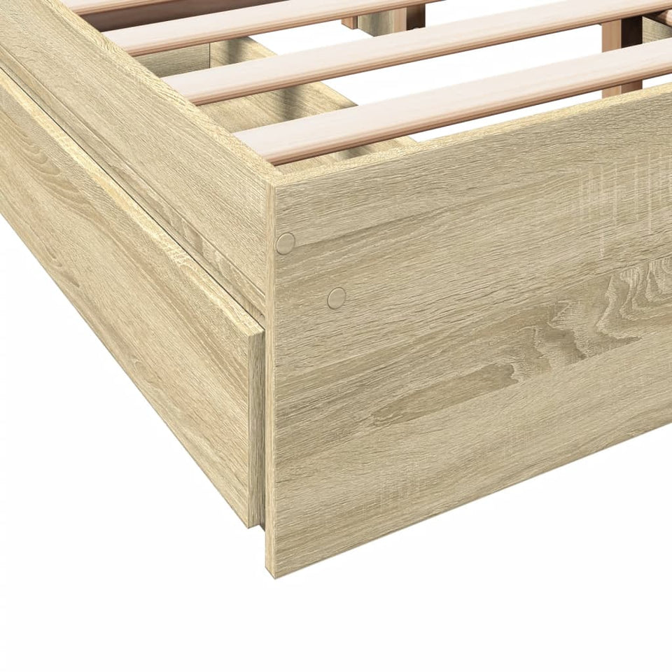 Bed Frame with Drawers without Mattress Sonoma Oak 140x190 cm