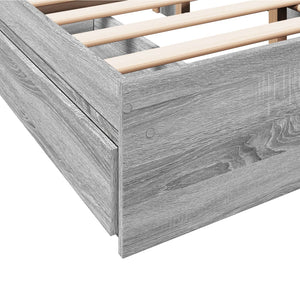 Bed Frame with Drawers without Mattress Grey Sonoma 140x190 cm