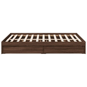 Bed Frame with Drawers without Mattress Brown Oak 140x190 cm