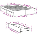 Bed Frame with Drawers without Mattress Black 135x190 cm Double