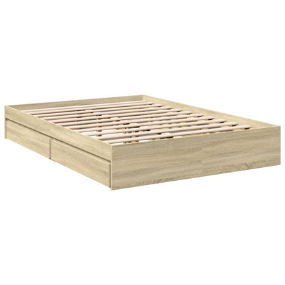 Bed Frame with Drawers without Mattress Sonoma Oak 135x190 cm Double