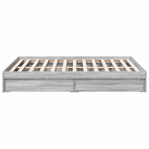 Bed Frame with Drawers without Mattress Grey Sonoma 135x190 cm Double