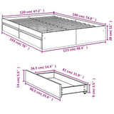 Bed Frame with Drawers without Mattress Sonoma Oak 120x190 cm Small Double