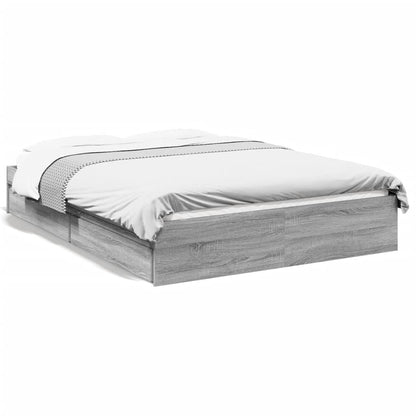Bed Frame with Drawers without Mattress Grey Sonoma 120x190 cm Small Double