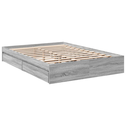 Bed Frame with Drawers without Mattress Grey Sonoma 120x190 cm Small Double