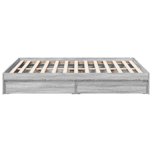 Bed Frame with Drawers Grey Sonoma 120x190 cm Small Double Engineered Wood