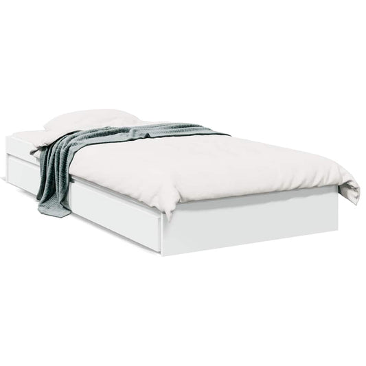 Bed Frame with Drawers without Mattress White 90x190 cm Single