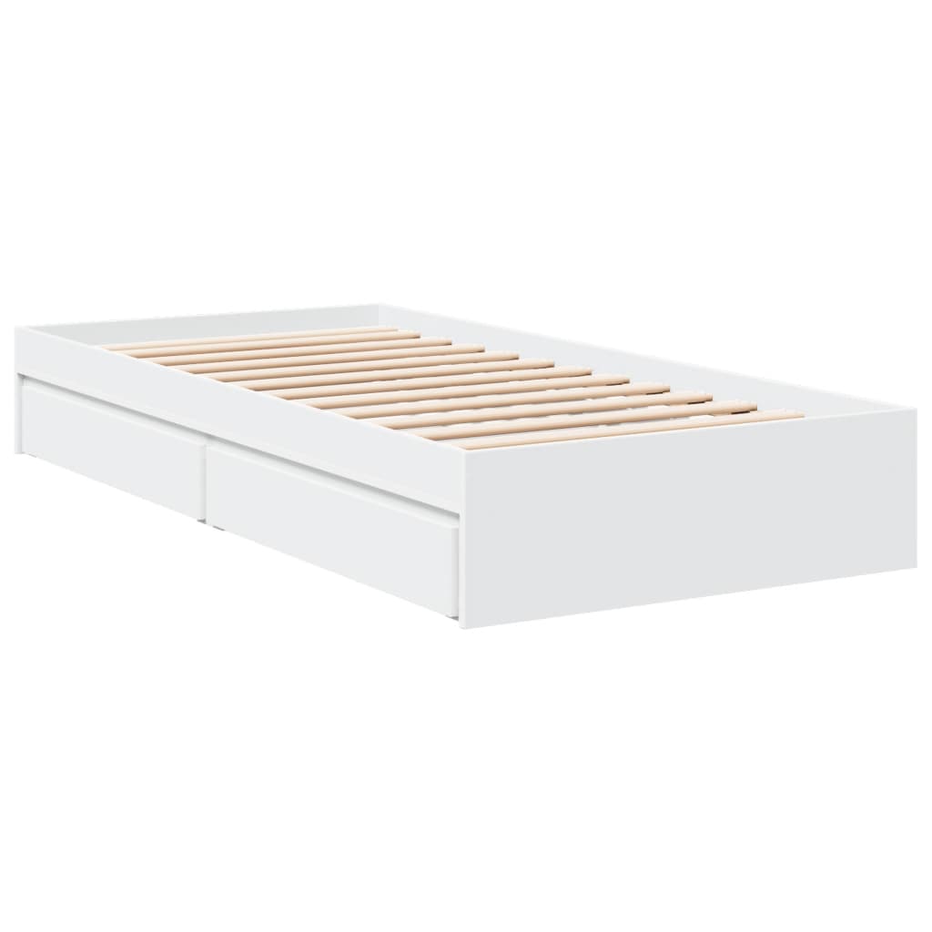 Bed Frame with Drawers without Mattress White 90x190 cm Single