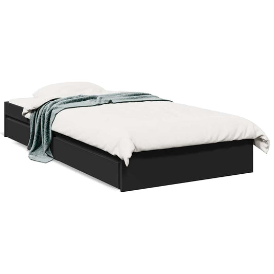 Bed Frame with Drawers without Mattress Black 90x190 cm Single