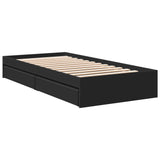 Bed Frame with Drawers Black 90x190 cm Single Engineered Wood