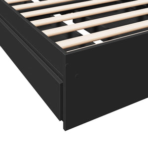 Bed Frame with Drawers Black 90x190 cm Single Engineered Wood