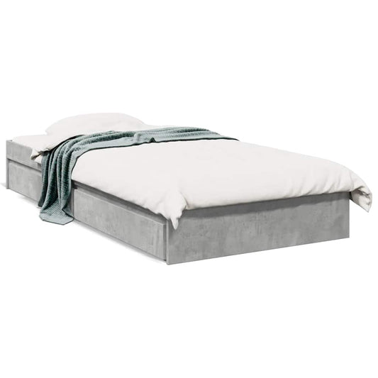 Bed Frame with Drawers without Mattress Concrete Grey 90x190 cm Single