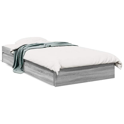 Bed Frame with Drawers without Mattress Grey Sonoma 90x190 cm Single