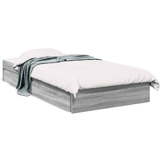 Bed Frame with Drawers without Mattress Grey Sonoma 90x190 cm Single