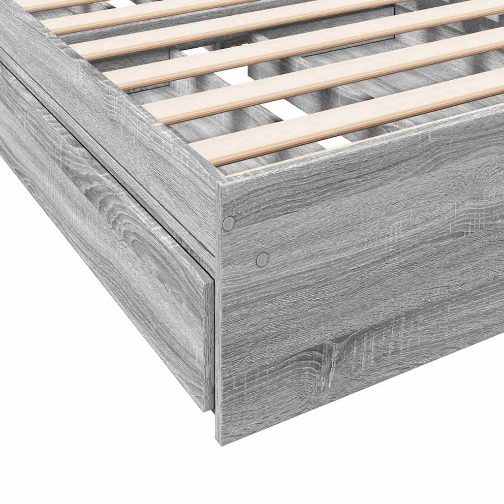 Bed Frame with Drawers without Mattress Grey Sonoma 90x190 cm Single