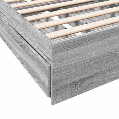 Bed Frame with Drawers without Mattress Grey Sonoma 90x190 cm Single
