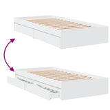 Bed Frame with Drawers without Mattress White 75x190 cm Small Single