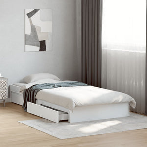 Bed Frame with Drawers without Mattress White 75x190 cm Small Single