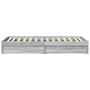 Bed Frame with Drawers without Mattress Grey Sonoma 75x190 cm Small Single