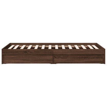 Bed Frame with Drawers without Mattress Brown Oak 75x190 cm Small Single