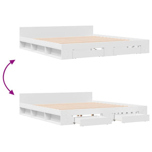 Bed Frame with Drawers without Mattress White 200x200 cm