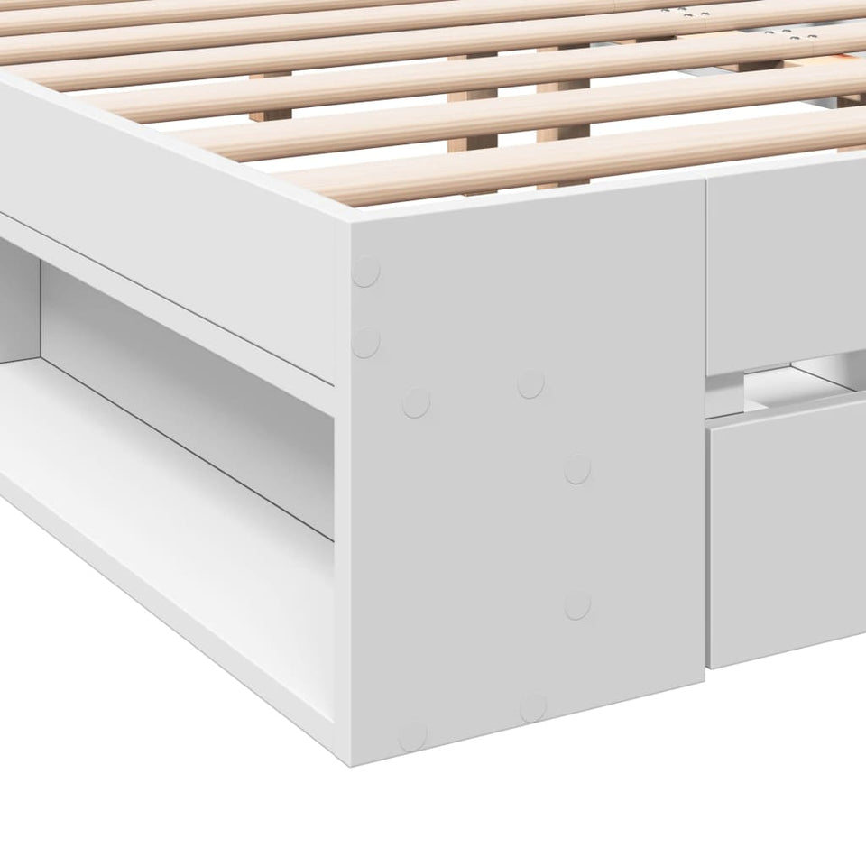 Bed Frame with Drawers without Mattress White 200x200 cm