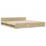 Bed Frame with Drawers without Mattress Sonoma Oak 200x200 cm