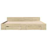 Bed Frame with Drawers without Mattress Sonoma Oak 200x200 cm