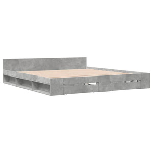 Bed Frame with Drawers without Mattress Concrete Grey 200x200 cm