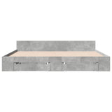 Bed Frame with Drawers without Mattress Concrete Grey 200x200 cm