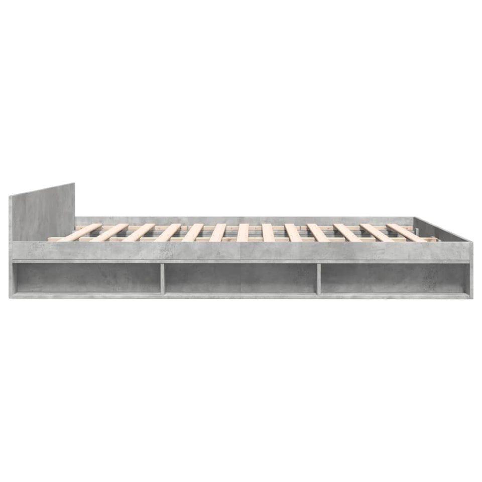 Bed Frame with Drawers without Mattress Concrete Grey 200x200 cm