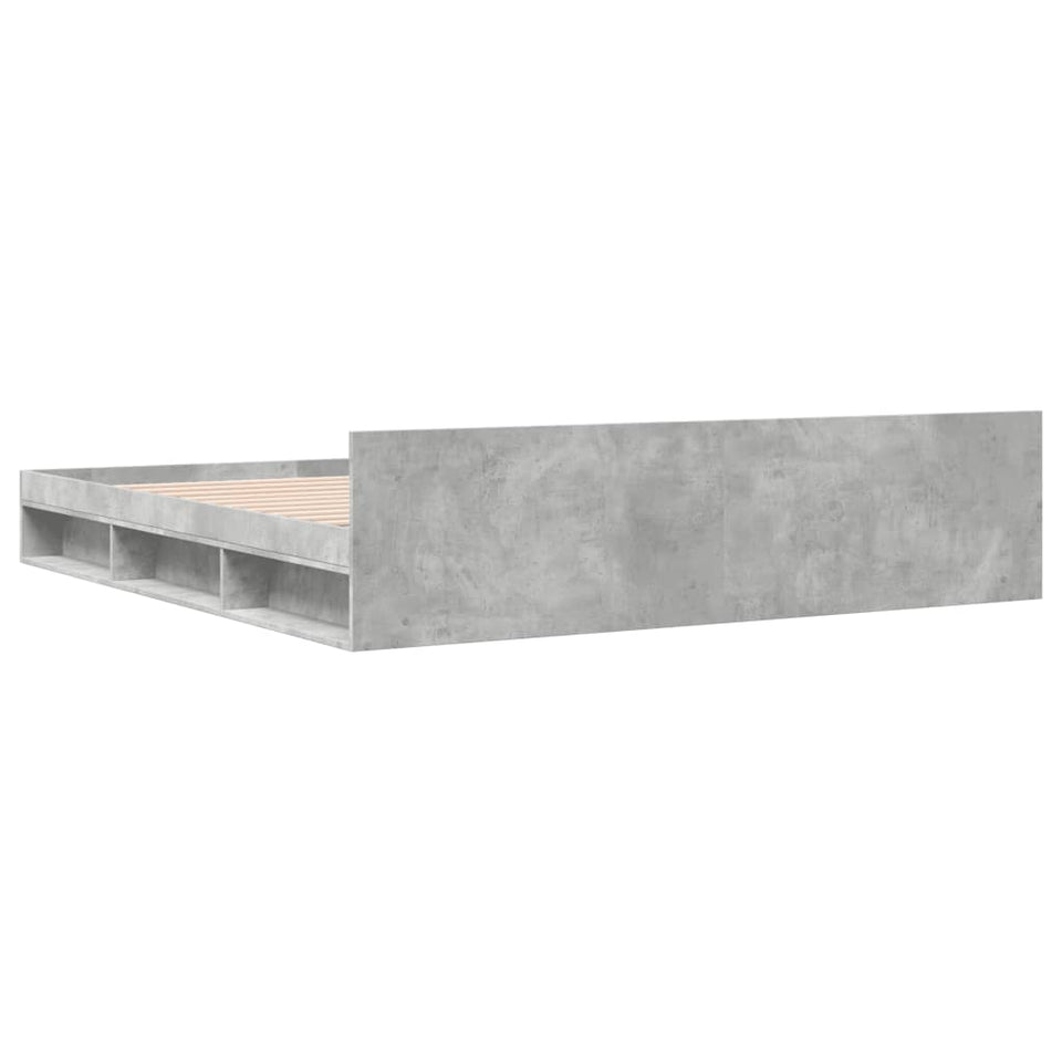 Bed Frame with Drawers without Mattress Concrete Grey 200x200 cm