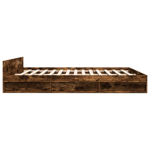 Bed Frame with Drawers without Mattress Smoked Oak 200x200 cm