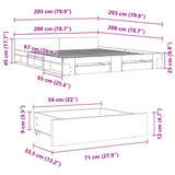 Bed Frame with Drawers without Mattress Smoked Oak 200x200 cm