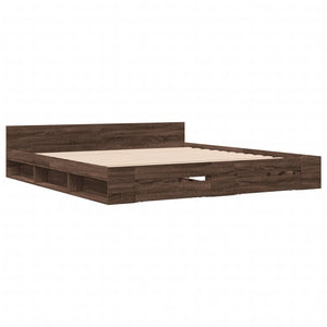 Bed Frame with Drawers Brown Oak 200x200 cm Engineered Wood