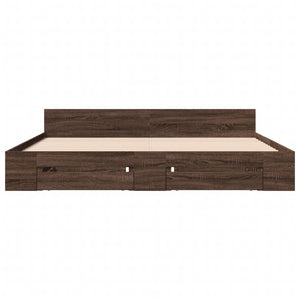 Bed Frame with Drawers Brown Oak 200x200 cm Engineered Wood